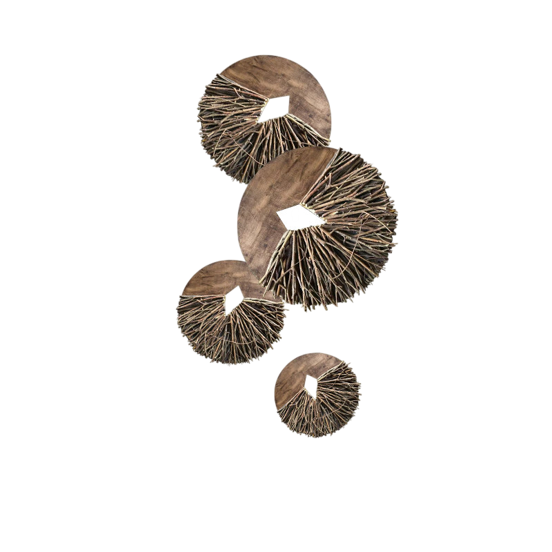 Handmade Wood Wall Art Set, Rustic Natural Branch Wall Decor, 4-Piece Hanging