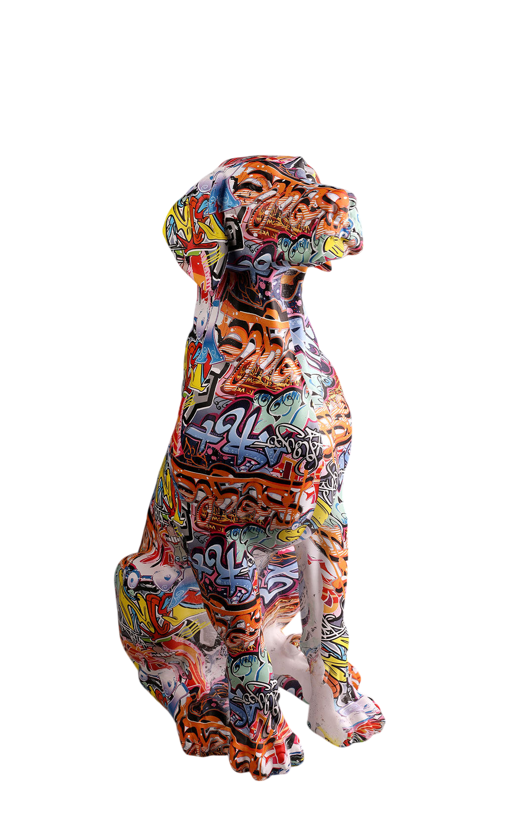 Large Graffiti Dog Statue Modern Pop Art Floor Sculpture Colorful Abstract Dog