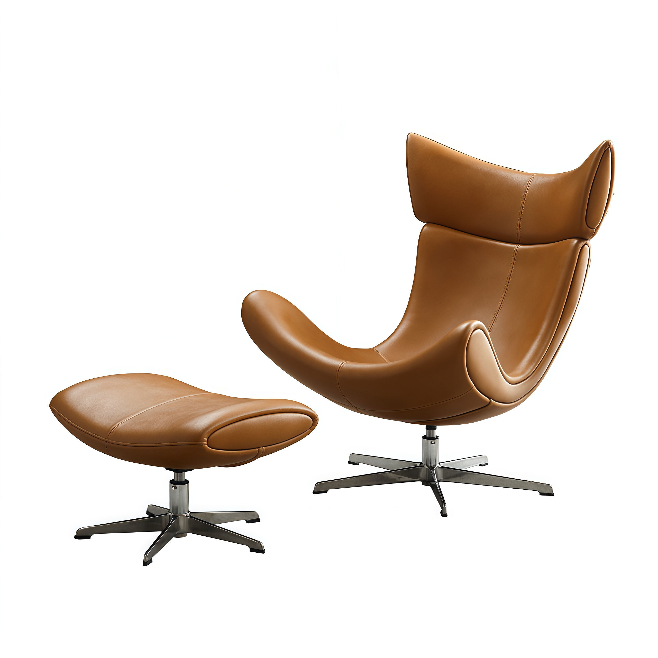 Modern Leather Recliner Chair with Ottoman, Swivel Lounge Chair