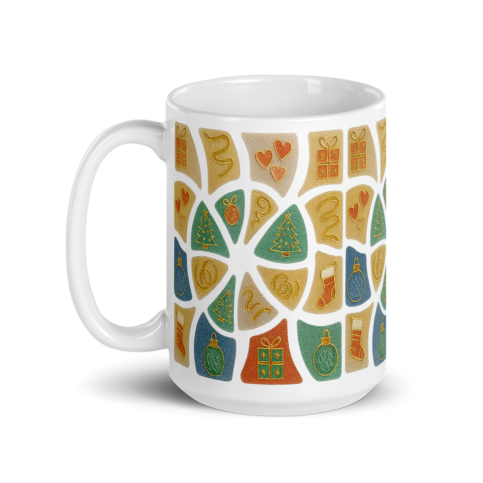Thumbnail: Christmas Mosaic White Glossy Mug