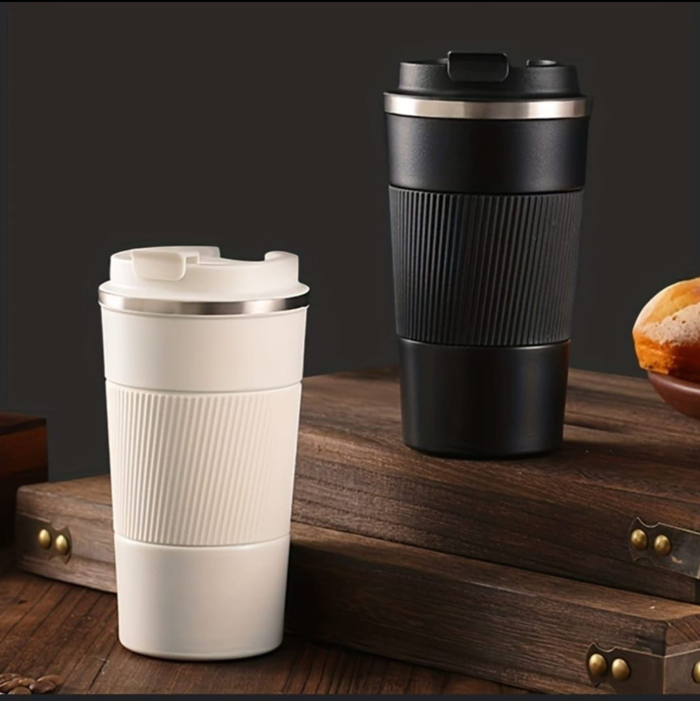 Double Wall Stainless Steel Travel Coffee Mug with Flip Lid – Insulated Thermal