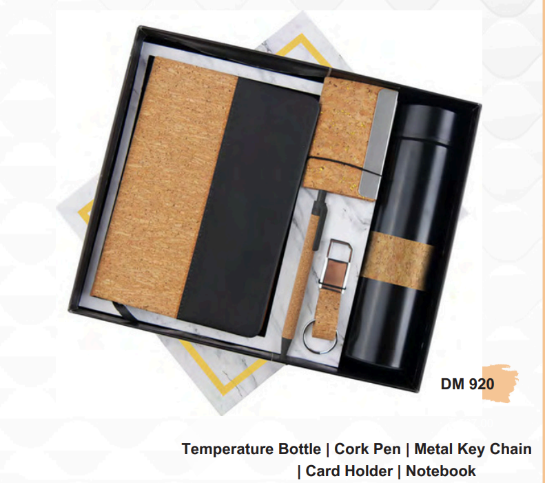 Eco Premium Gift Set – Temperature Bottle, Cork Notebook, Pen, Card Holder & Key
