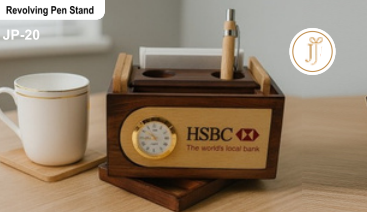 Premium Pen Stand with Indian Flag & Clock – Executive Desk Organizer