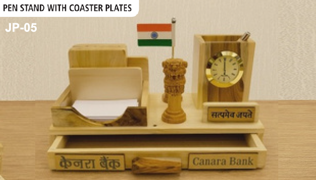 Wooden Desk Name Plate with Pen Stand – Customizable