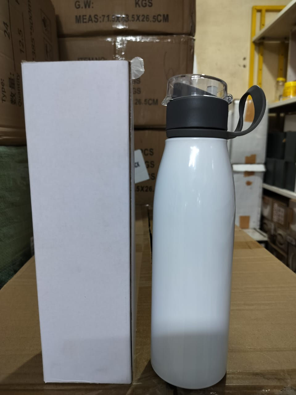 Stainless Steel Vacuum Insulated Water Bottle with Flip Lid and Carry Handle
