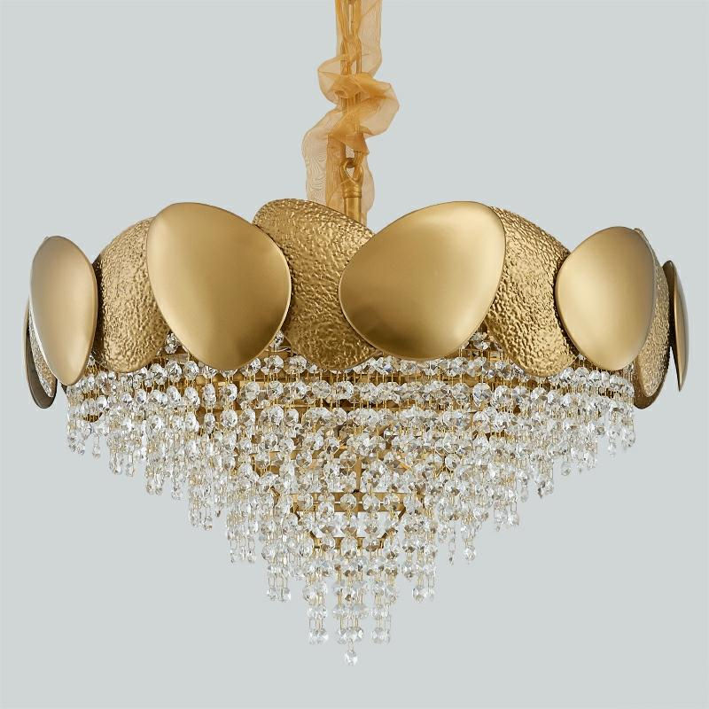 Thumbnail: olden Luxury Iron Crystal Chandelier Living Room Pendant Lighting E12