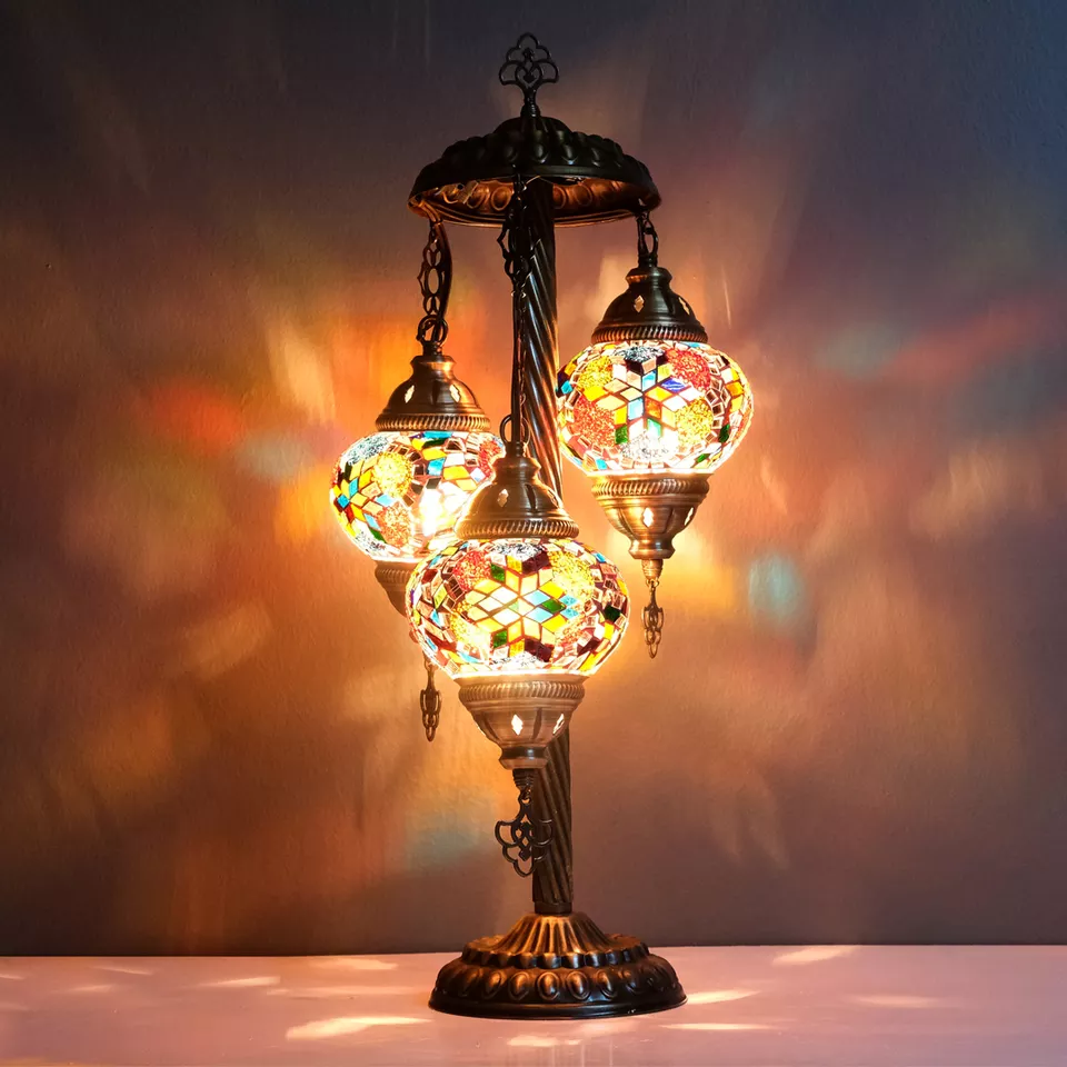 Thumbnail: Turkish Chandelier Turkish Lamp 5 Globe Mosaic Pendant Turkish Ceiling Hanging
