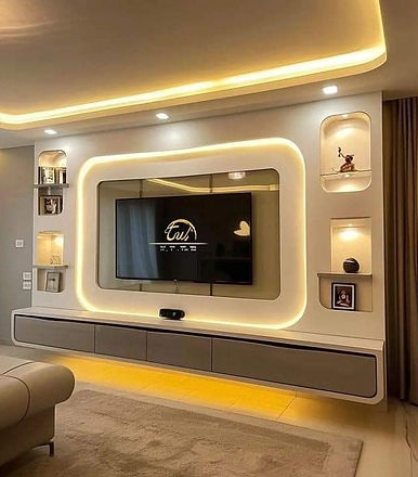 TV UNIT WITH LOUVERS AND PVC SHEET PROFILE LIGHT
