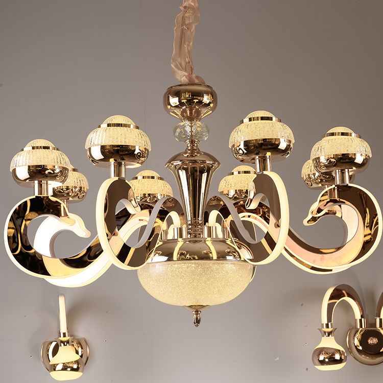 الصورة المصغرة: Crystals Luxury Lighting Golden Modern Pendant Chandelier QRN-71202-8