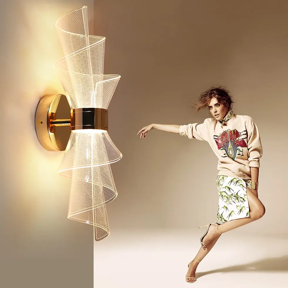 Thumbnail: A woman leans near a wall lamp; AP-CUTE SWITCHES FOR MODERN DESIGNER -VAARMOR LIGHTING.