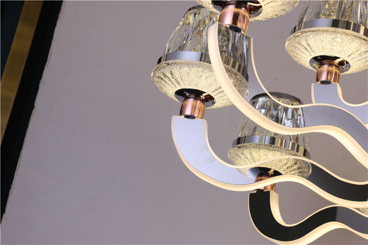 الصورة المصغرة: Chrome Luxury Crystal Chandeliers Modern Decorative Light-10+5