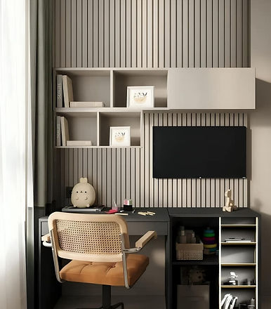 STUDY TABLE DESIGN WITH LOUVERS PANEL
