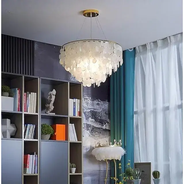الصورة المصغرة: Chandelier Metal Shell Painted Finishes Modern Light for bedroom 