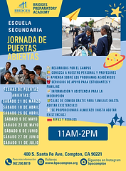 Spanish version of the Open House poster that shows the dates and time.