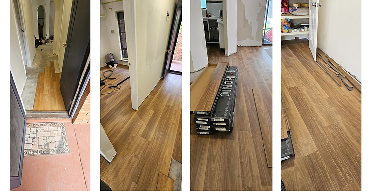 different stages of hybrid floor installation