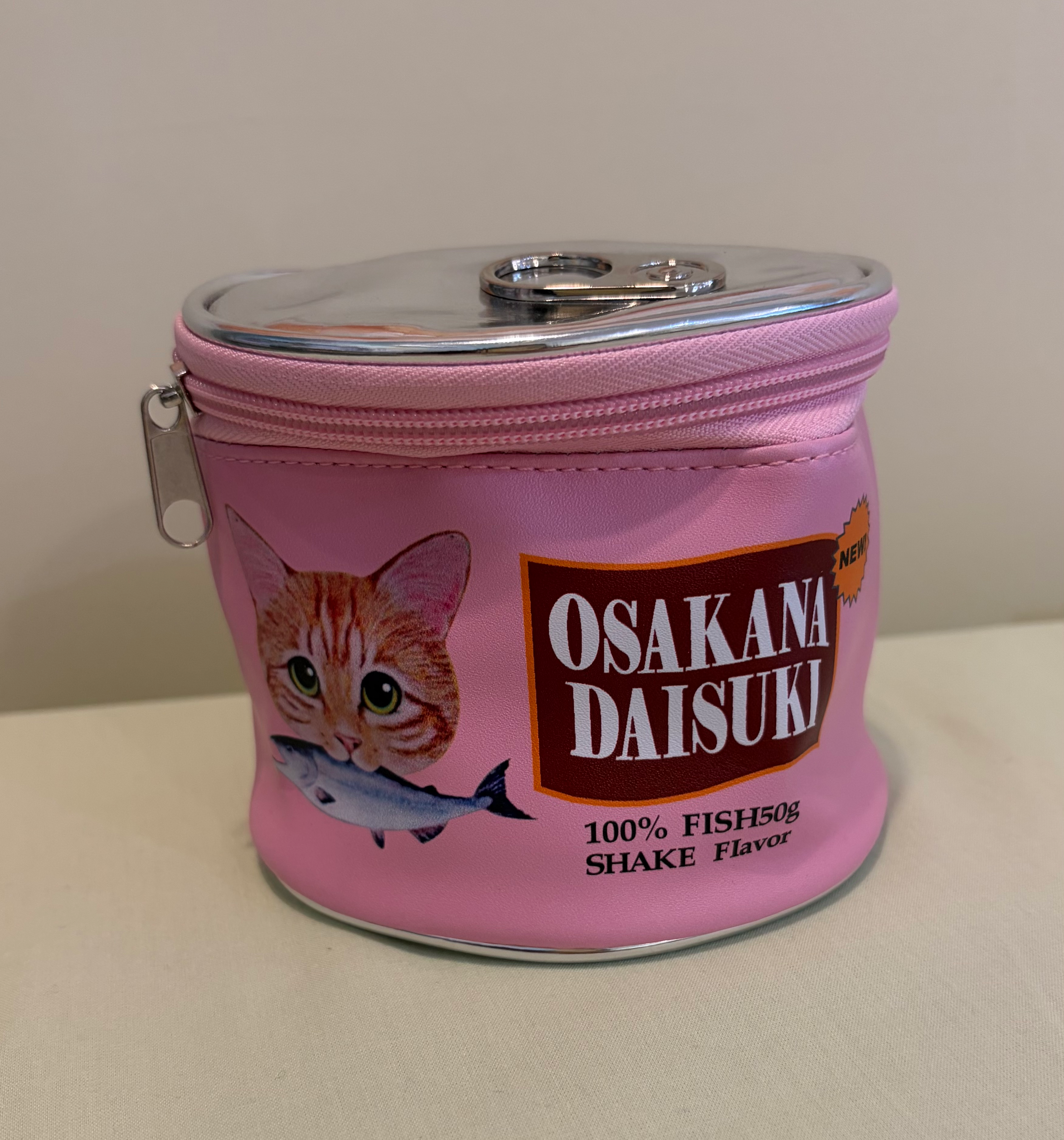 Pink Osakana Daisuki Cat Tin Can Pouch