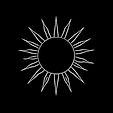 a image of the sun logo outline in white and black background. clean. modern. sleek.jpg