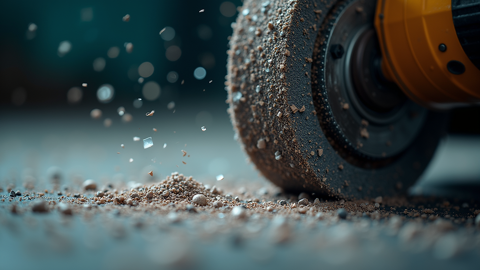 Close-up view of a diamond grinding tool wheel showing abrasive diamond particles
