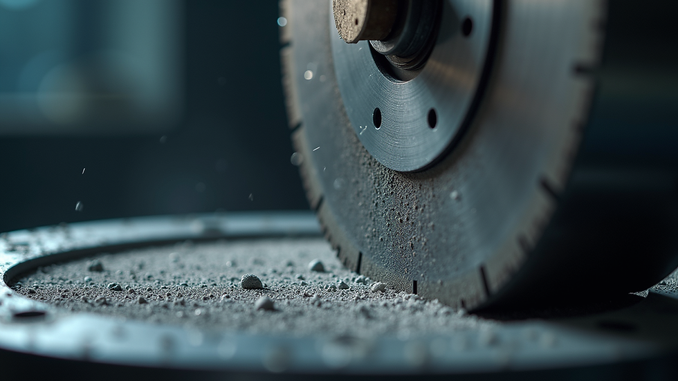 Eye-level view of diamond grinding wheel used in precision machining
