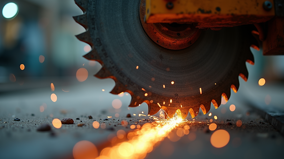 Close-up view of diamond wire saw cutting through hard material