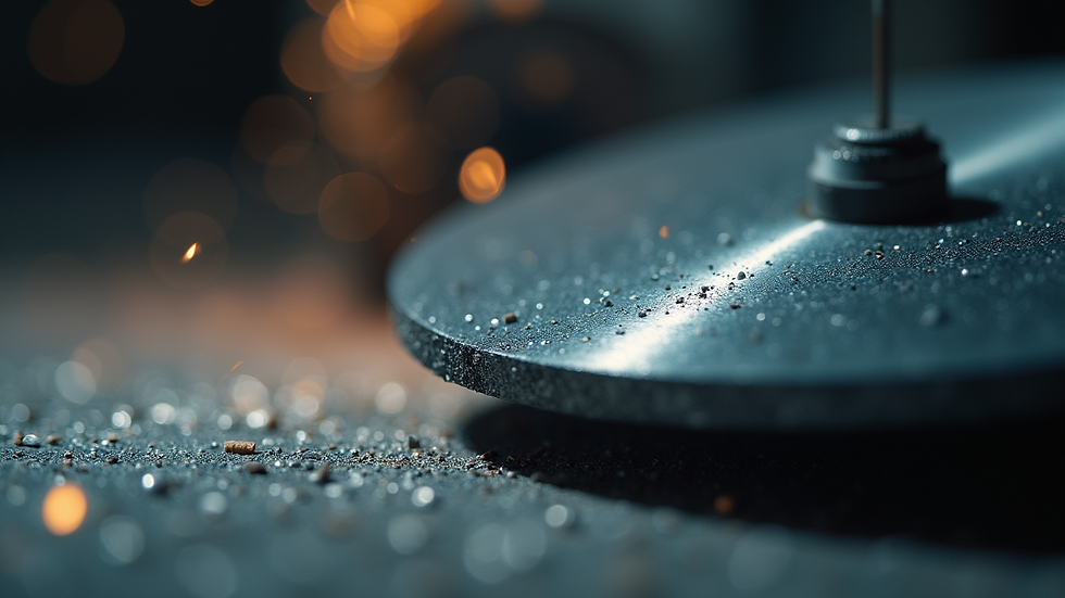 Close-up view of diamond-coated grinding wheel