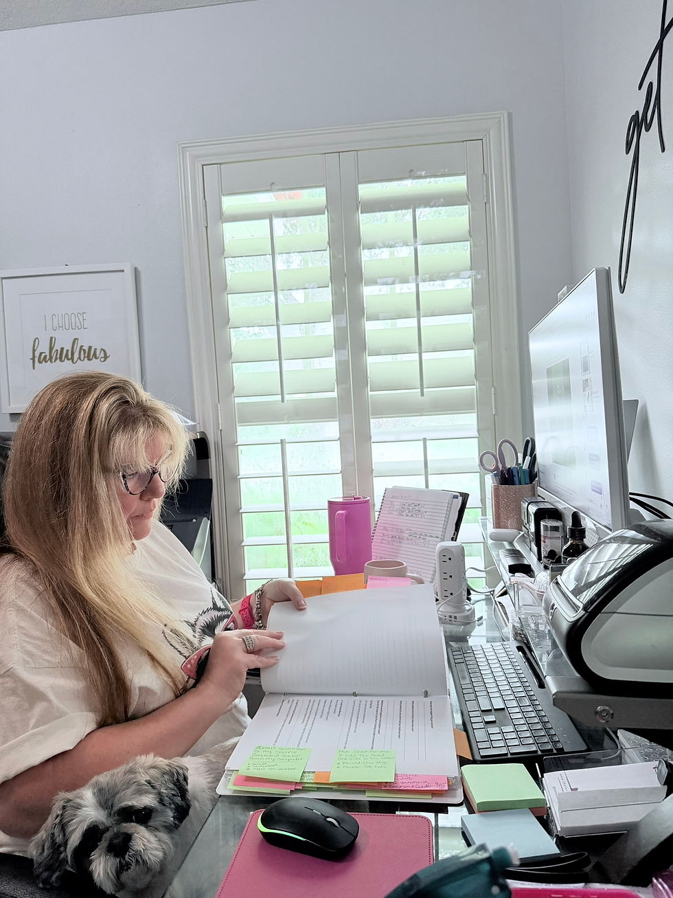Kari working at her desk