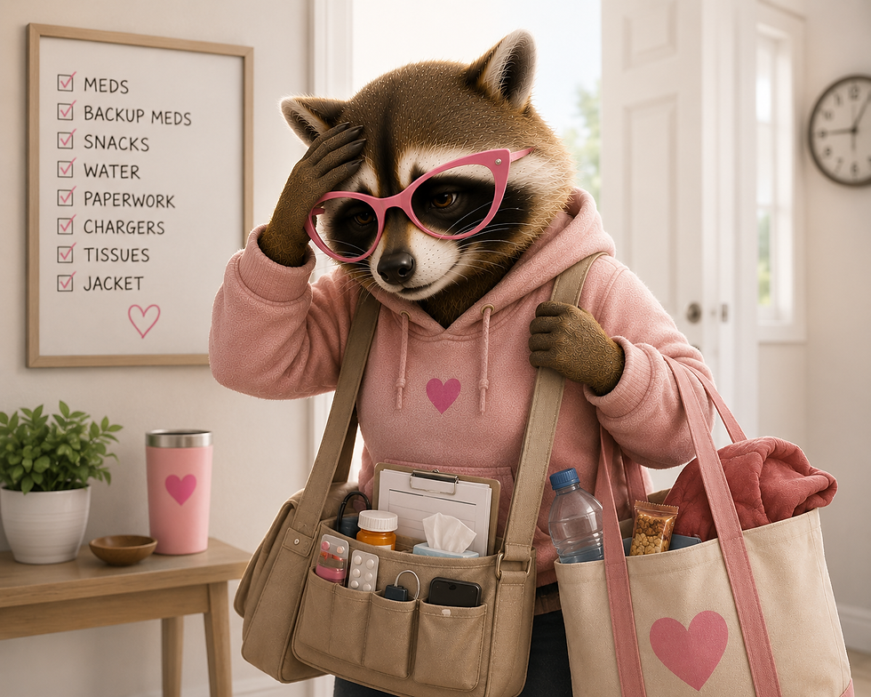 The Feral Caregiver Raccoon getting ready to leave the house.