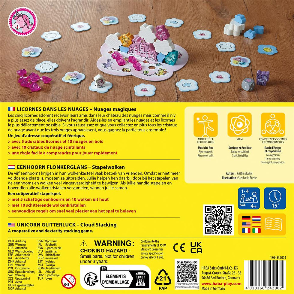 Jeu de société pour enfant Licornes dans les nuages par Haba