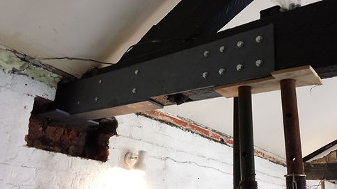 A ceiling beam up close