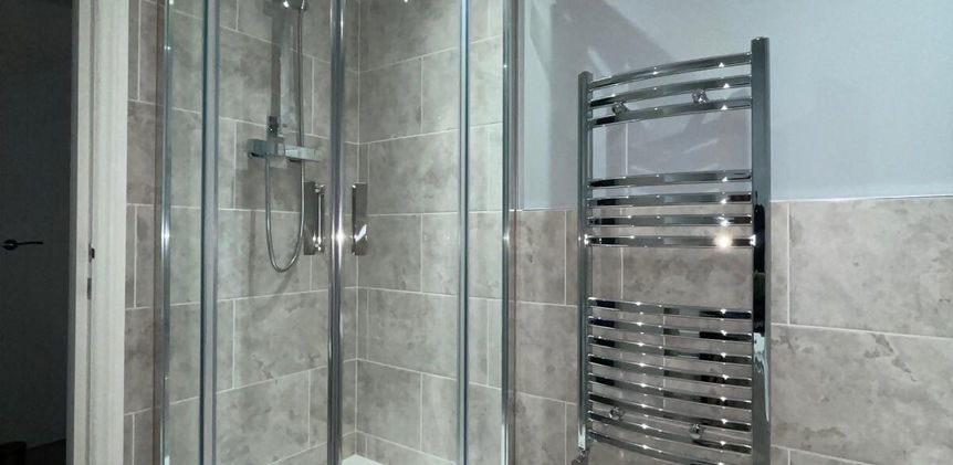Different view of the new shower installation