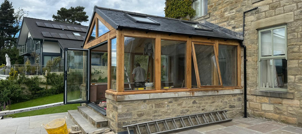 Extension with wooden windows