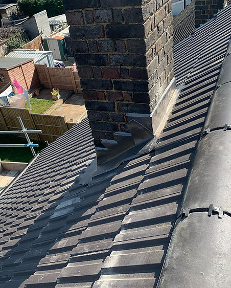 Roof with chimney stack