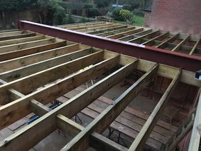 Roof rafters of a house extension