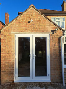 House extension installation with patio doors