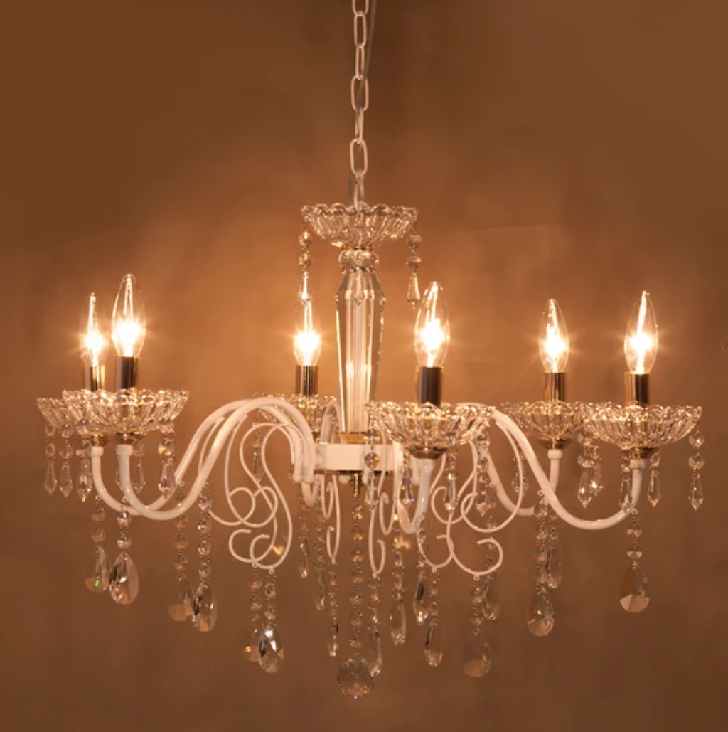 【6灯シャンデリア】クリスタルホワイトSUCI