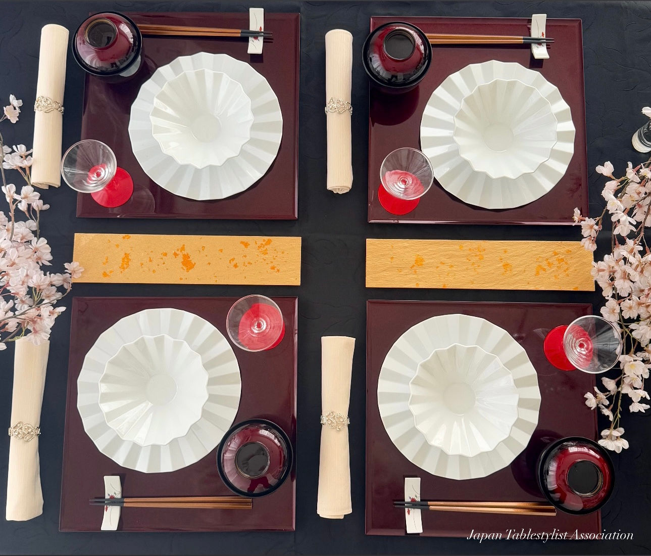 【フルセット】黒赤テーブルコーディネート（2タイプ）