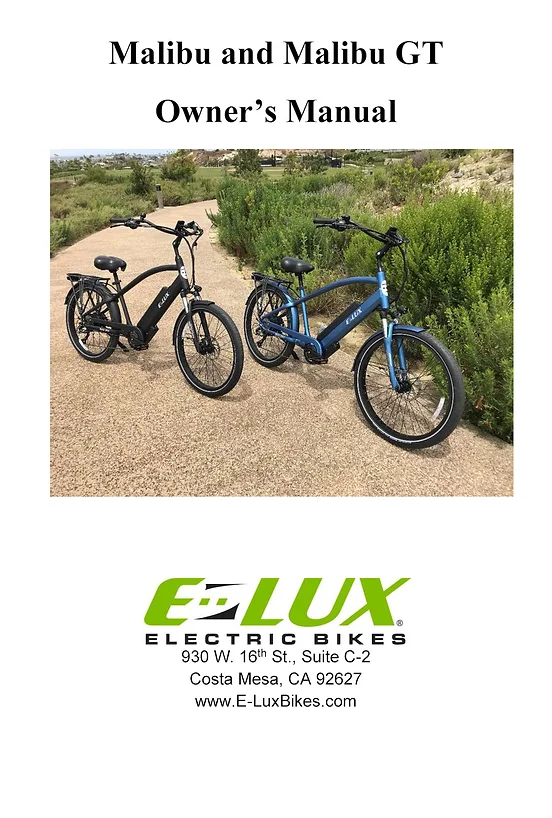 E Lux Electric Bike Owner S Manuals