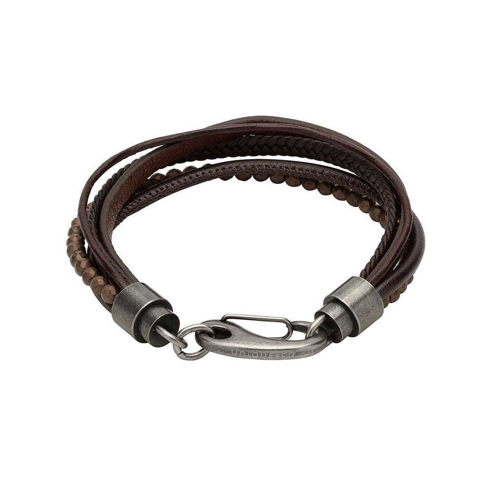 Unique & Co Mens Leather Bracelet, B406DB.