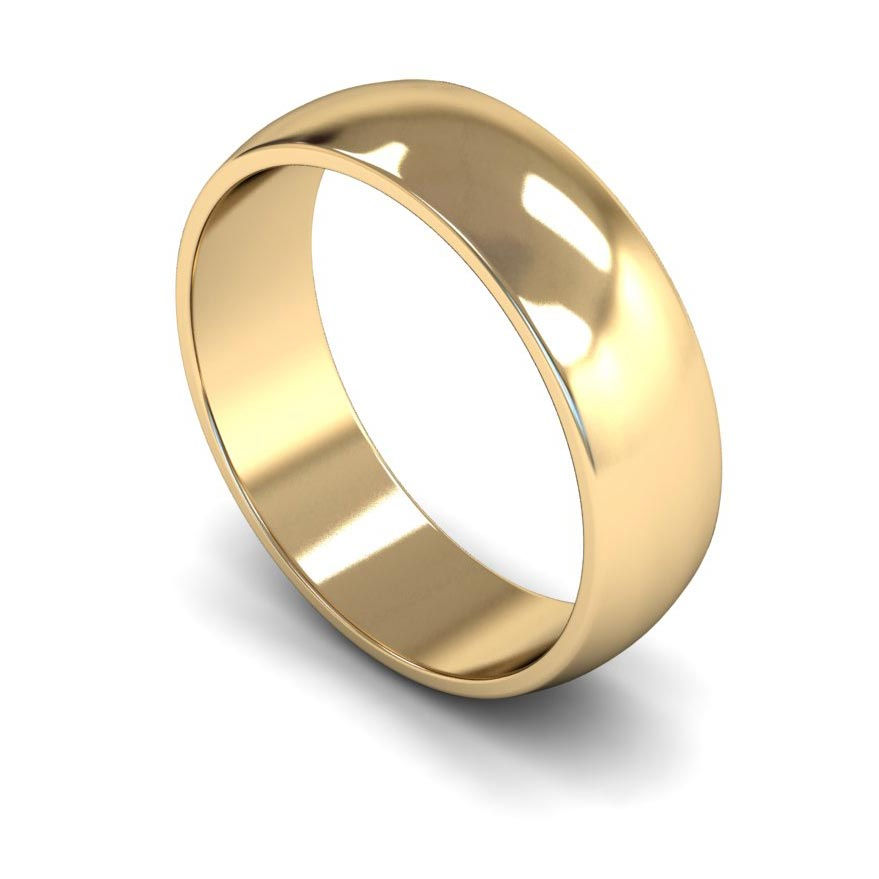 Thumbnail: 9ct Gold D-Shape 6mm Wedding Bands, WDL6.