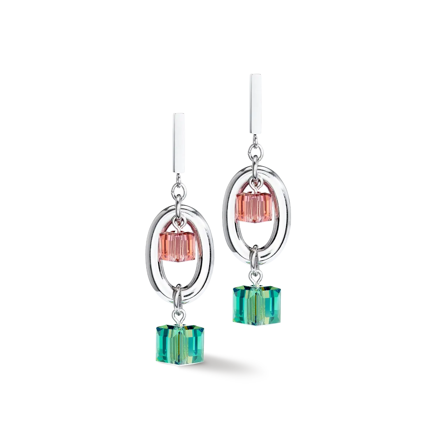 Coeur De Lion Earrings GeoCube Statement Precious Chunky Chain.