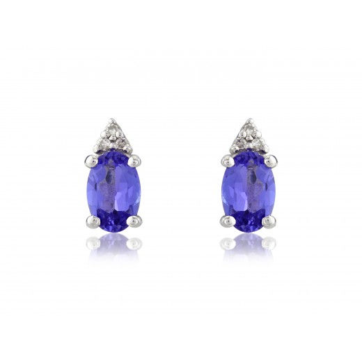 Ladies Tanzanite and Diamond 9ct White Gold Drop Earrings, 8G33WDTZ.