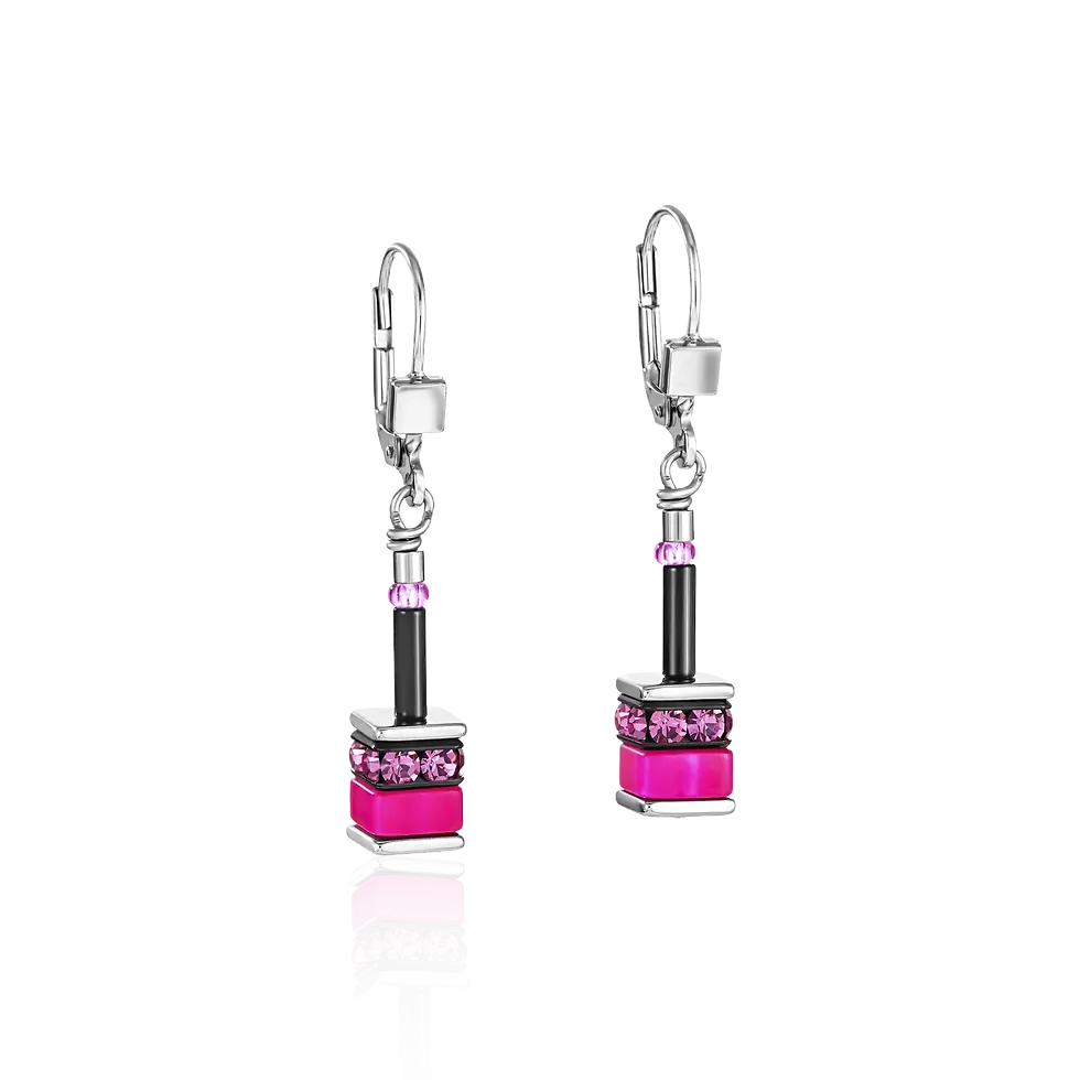 Coeur De Lion GeoCube Earrings classic polaris & rhinestone multicolour.