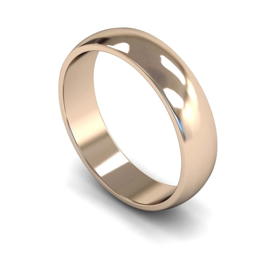 Thumbnail: 9ct Gold D-Shape 5mm Wedding Bands, WDL5.
