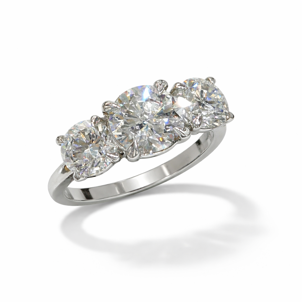 Lab Grown Diamond Trilogy Ring White Gold, 3.00cts.