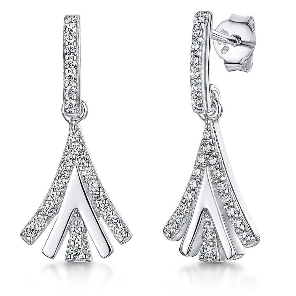 Jools Sterling Silver CZ drop earrings kpe2677