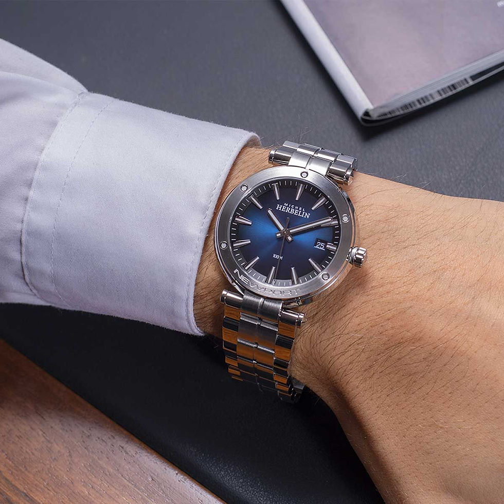 Thumbnail: Newport Blue Dial Wristwatch, 12288-B15.