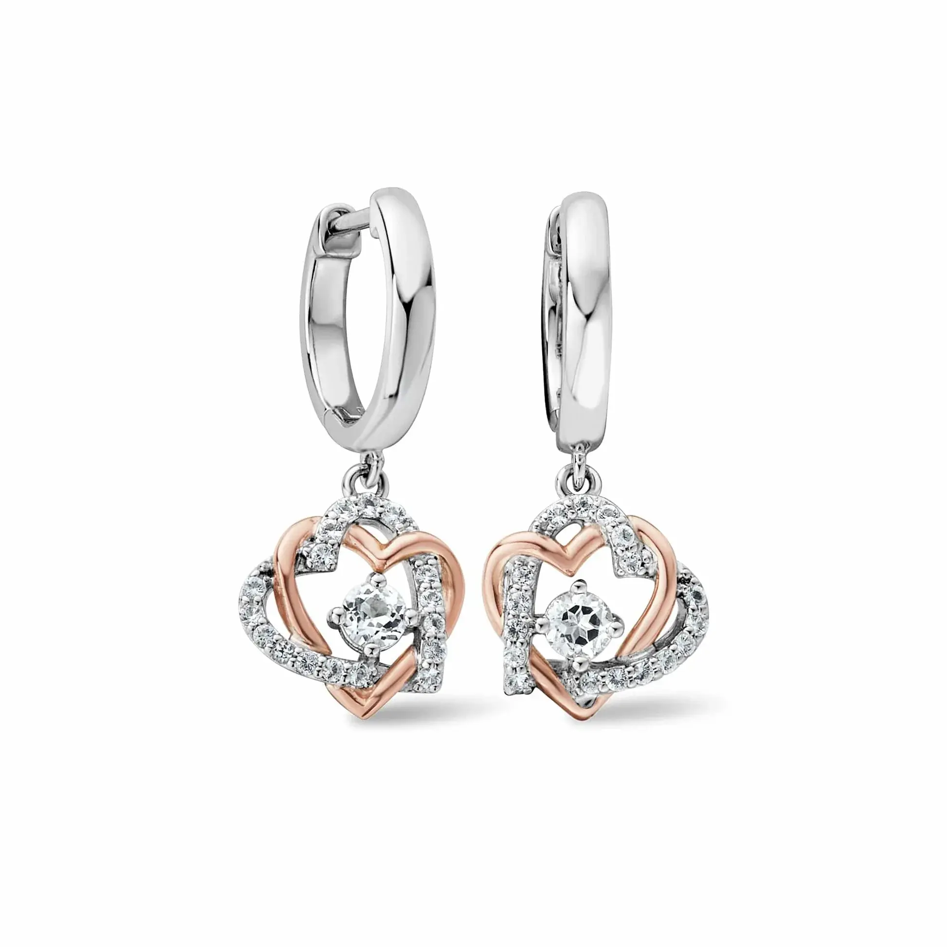 Clogau Always in My Heart Silver Drop Earrings, 3SAMH0094.