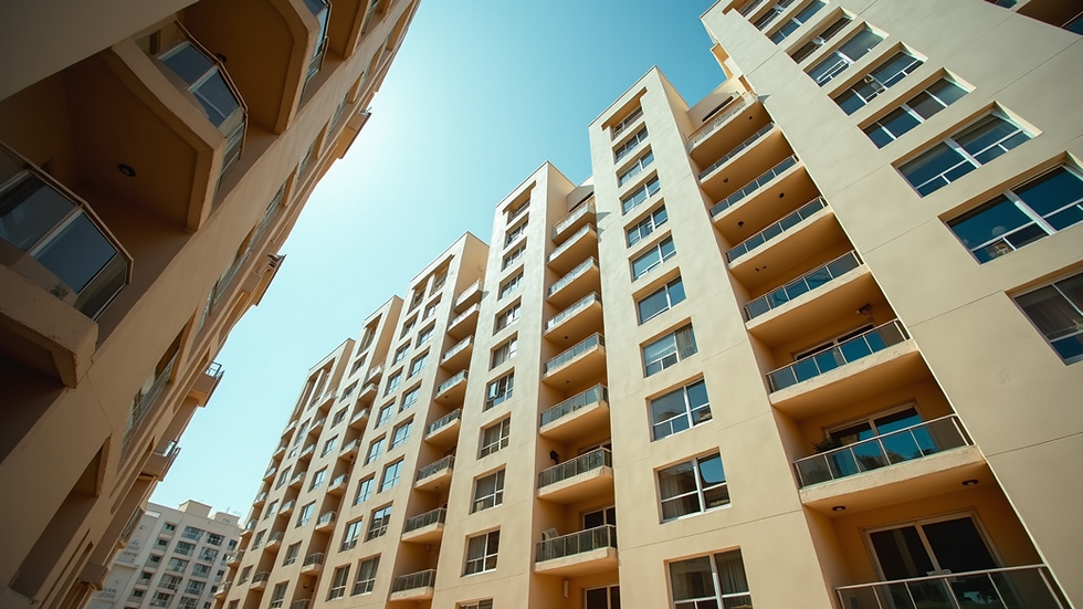 Eye-level view of a well-maintained Dubai apartment building