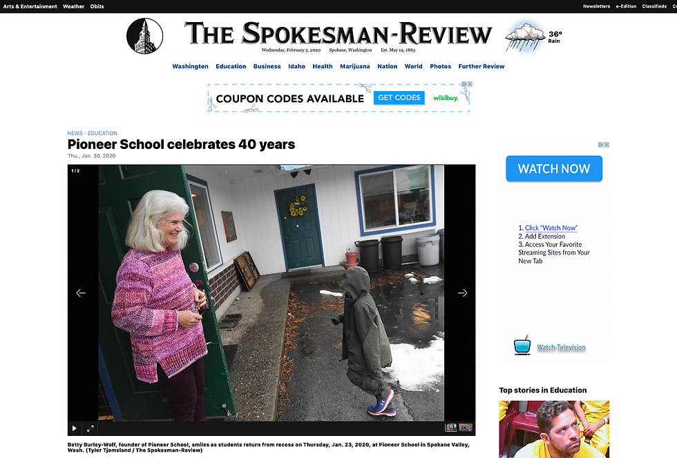 Pioneer School Featured in Spokesman-Review
