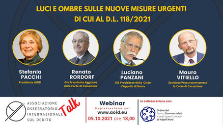 Webinar 5/10/21 - Luci e ombre sulle nuove misure urgenti di cui al d.l. 118/2021